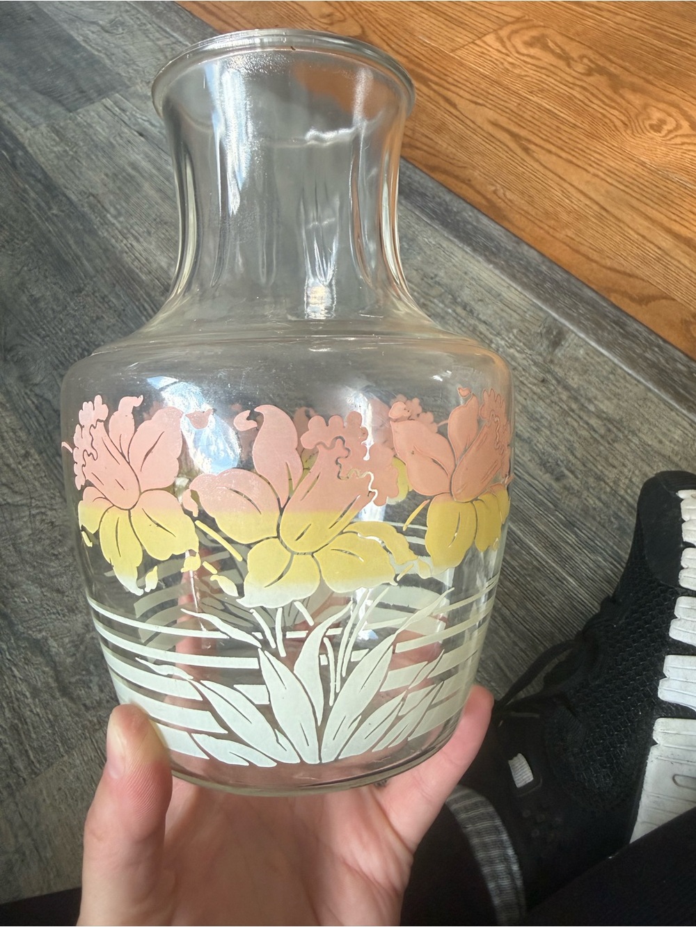 Vintage Anchor Hocking daffodil juice carafe MCM